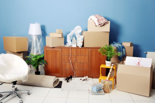 Professional local removals service in Customhouse with moving van and boxes